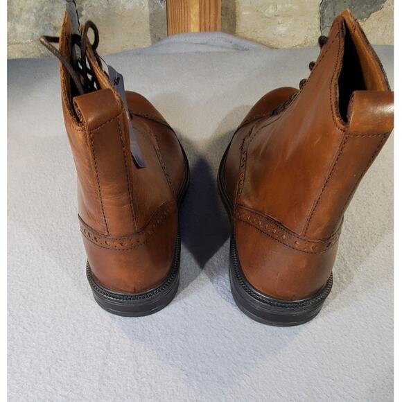 STAFFORD Men’s Brown Leather Cap Toe Lace-Up Ankle Boots Dress Casual main image 5